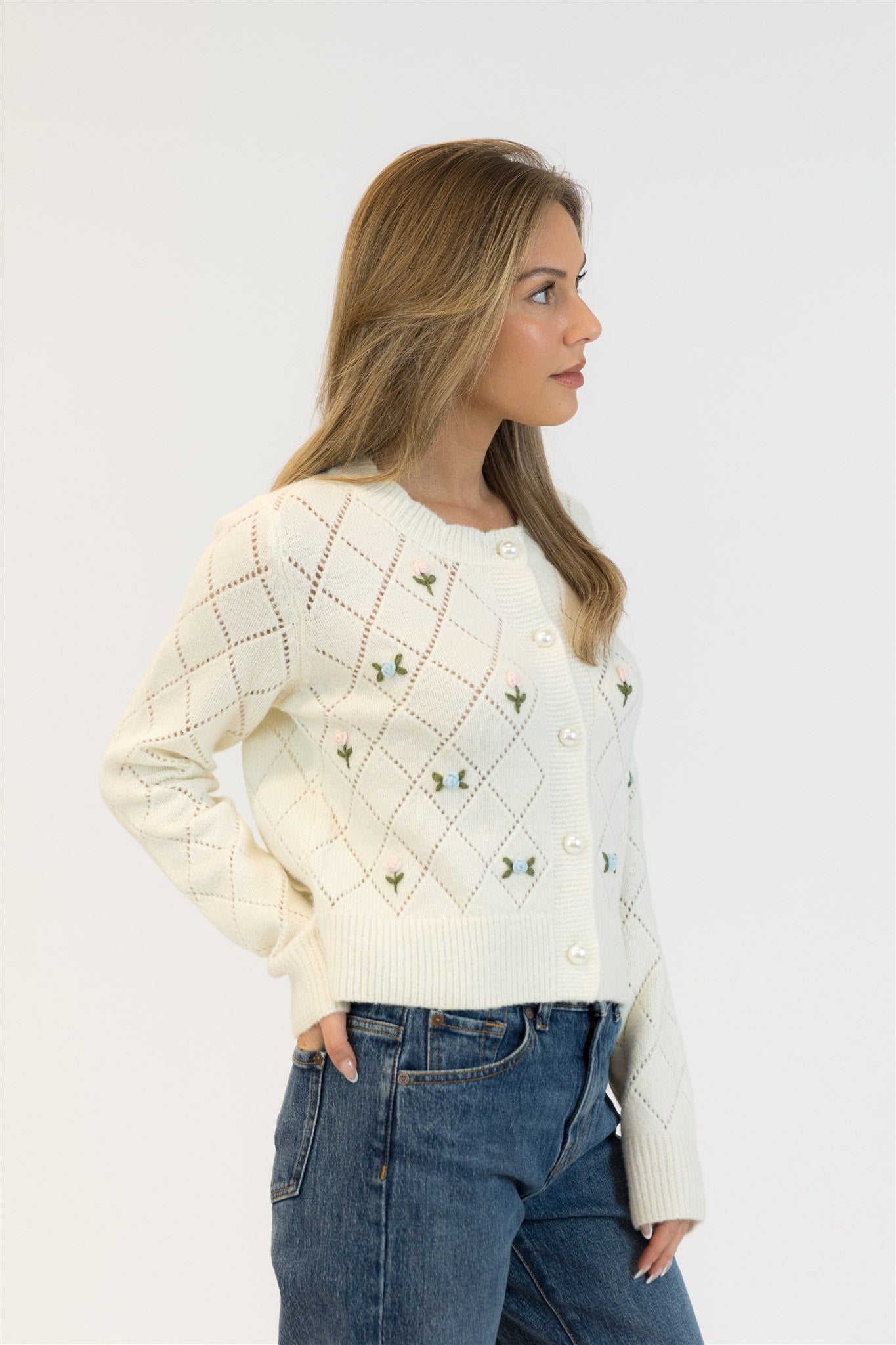 LACEY ROSE CARDIGAN - WHITE