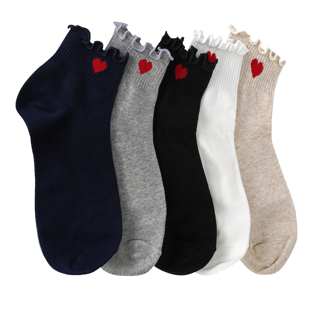 FRILLED HEART SOCKS (VARIOUS COLOURS)