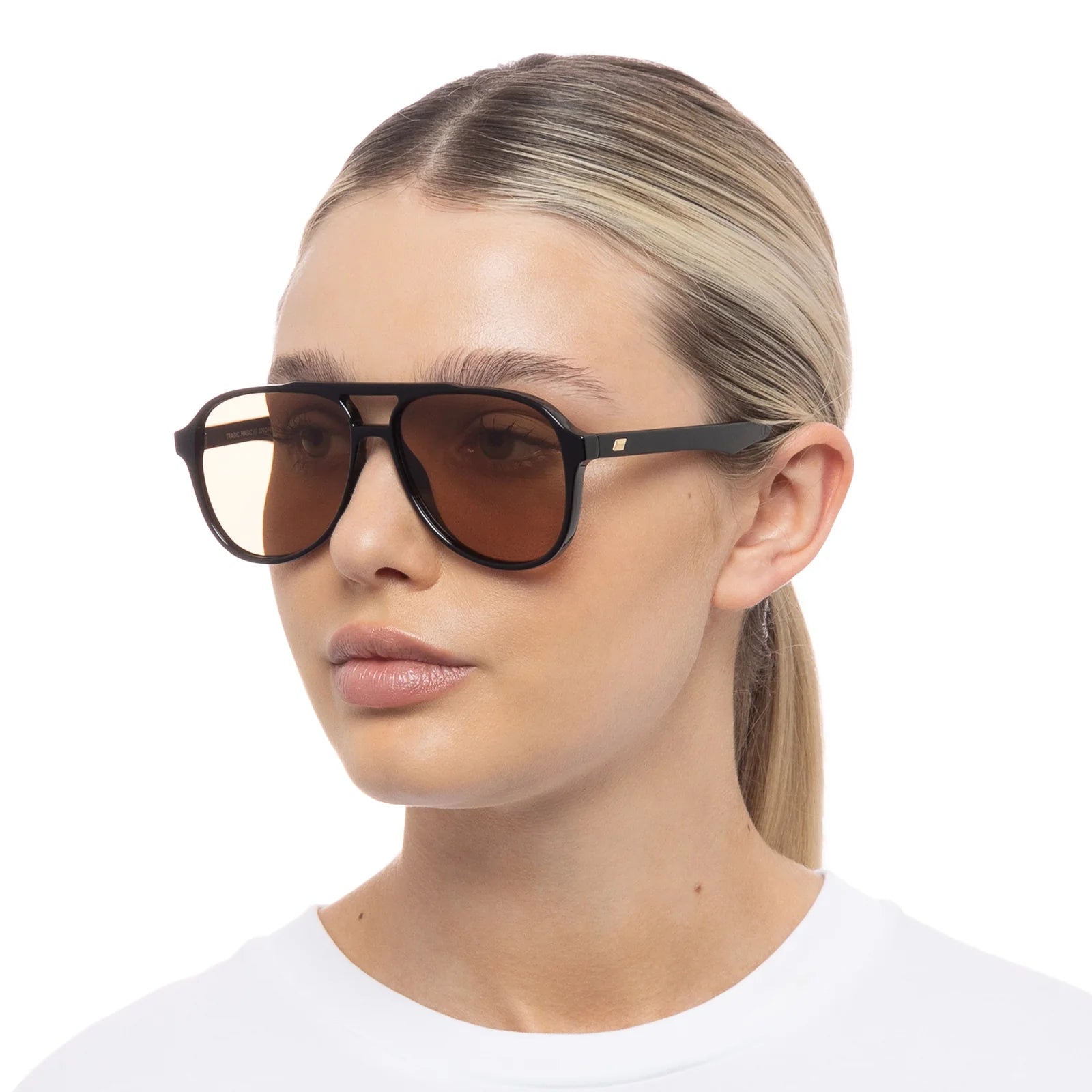 TRAGIC MAGIC SUNGLASSES - BLACK TAN TINT