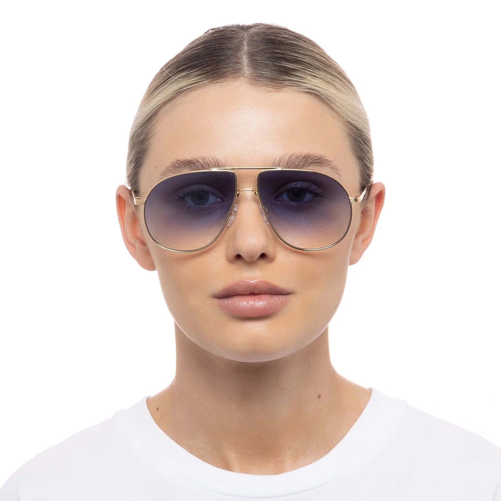 SCHMALTZY SUNGLASSES - BRIGHT GOLD/BLUE GRAD TINT