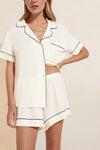 GISELE RELAXED SHORT PJ SET - IVORY/NAVY