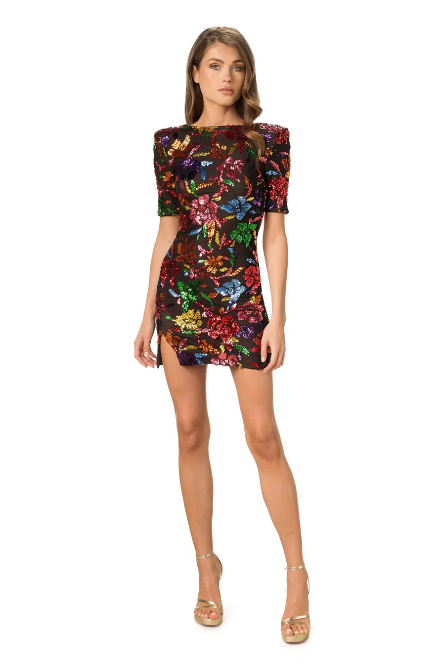 MADDOX SHORT SLEEVE SEQUIN MINI DRESS (ONLINE ONLY)