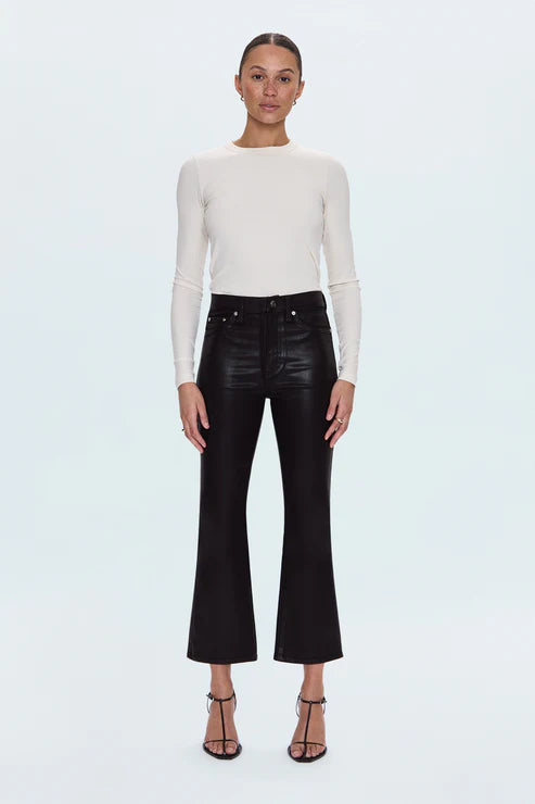 LENNON HIGH RISE CROP BOOT JEAN - COATED MOCHA