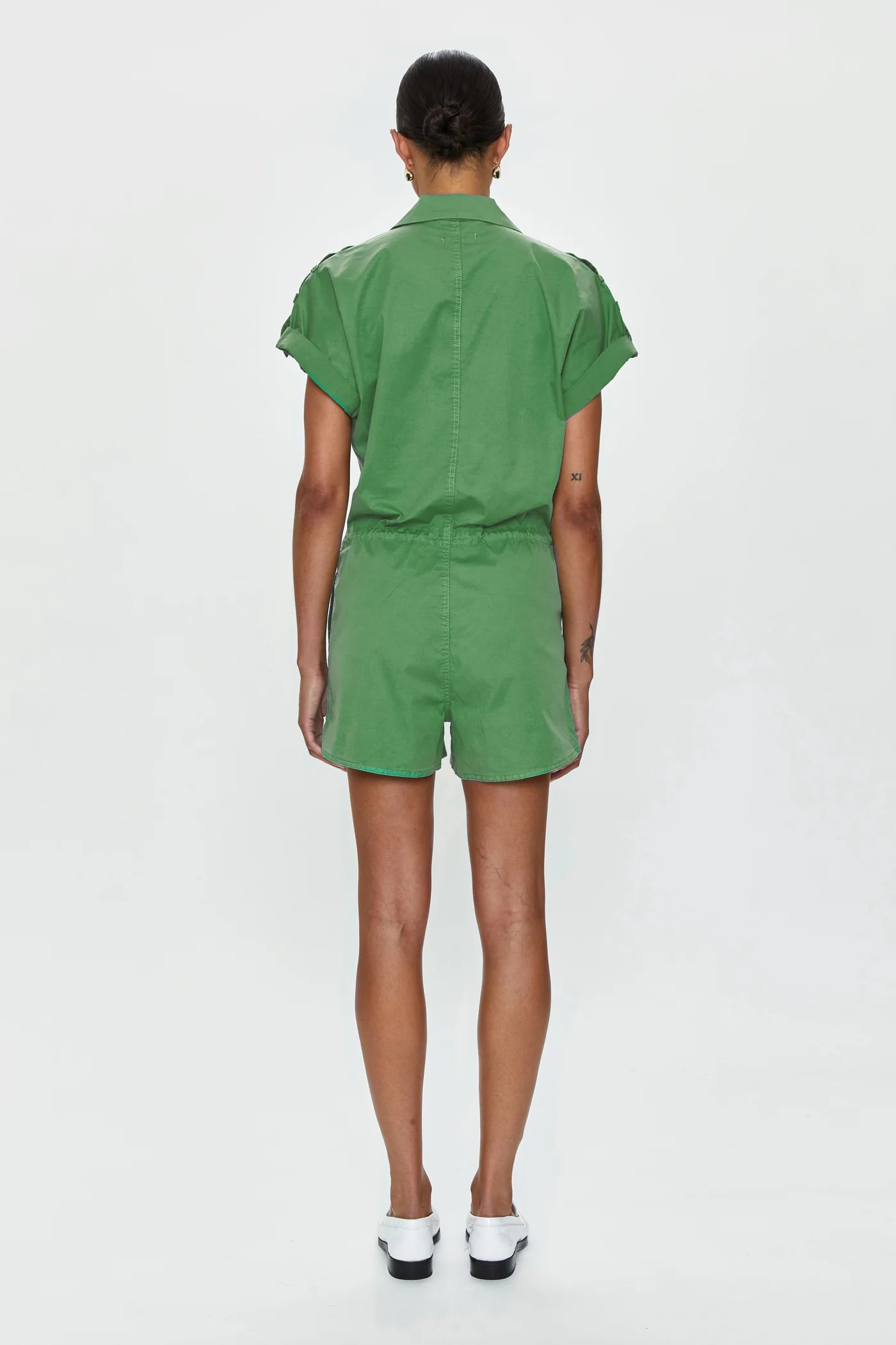 MEG ZIP FRONT ROMPER - AVOCADO