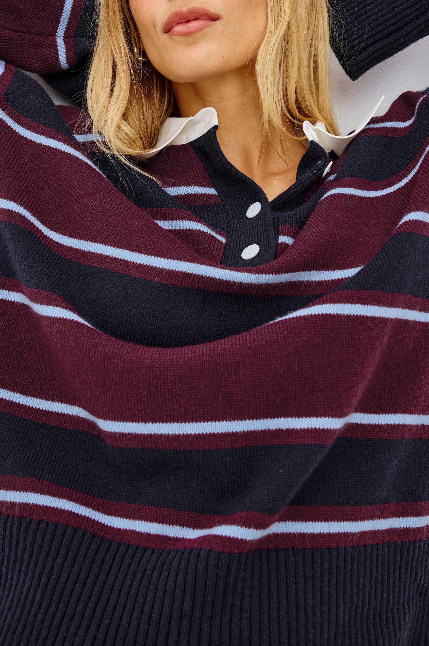 PAXTON SWEATER - BOYSENBERRY STRIPE