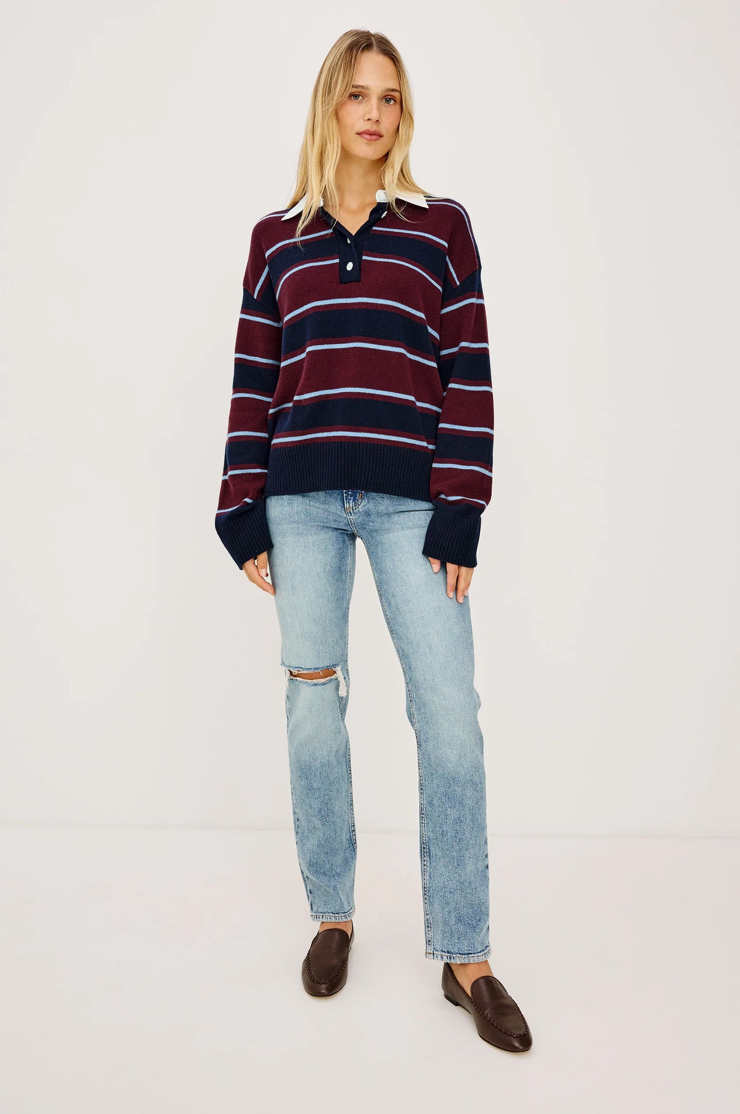 PAXTON SWEATER - BOYSENBERRY STRIPE