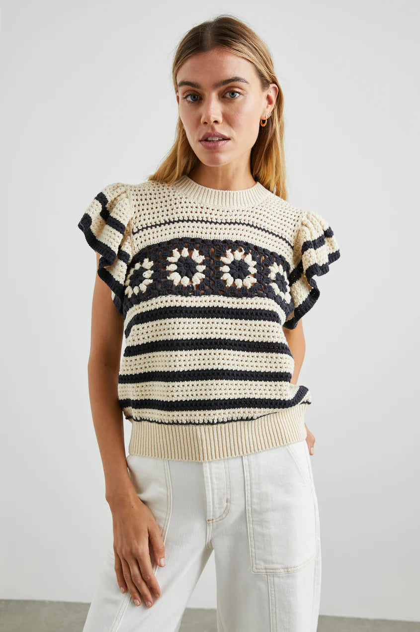 PENELOPE TOP - OAT NAVY CROCHET