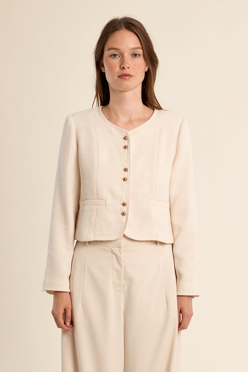 WOVEN JACKET - ECRU