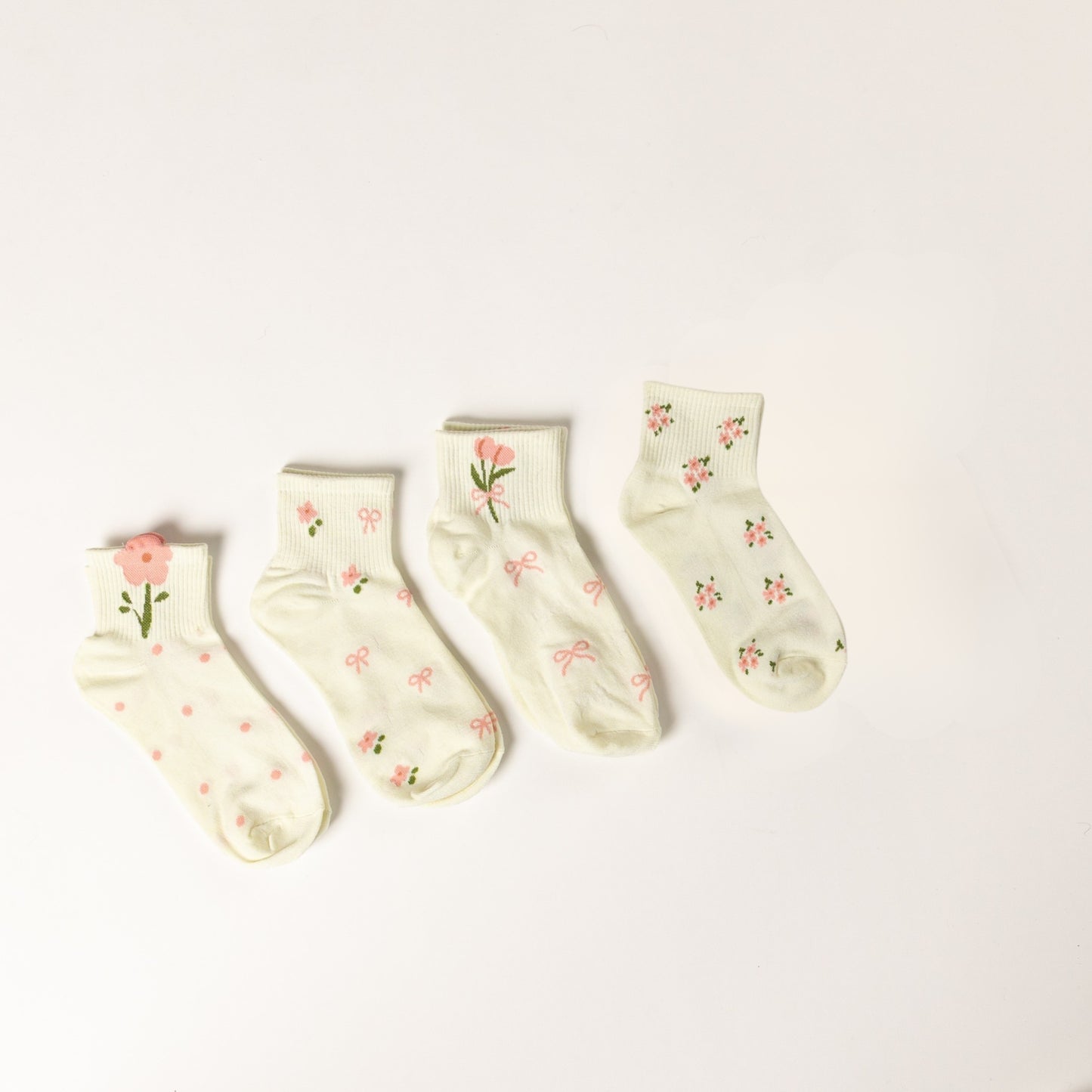 FLORAL & BOW SOCK SET (4 PACK)
