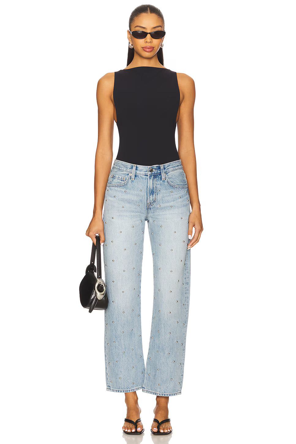 LEXI MID RISE BOWED STRAIGHT PANT - ARIES