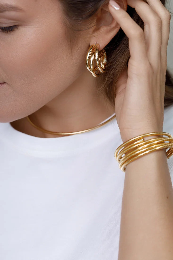 THREE TIER LAYERED BOLD HOOP EARRING