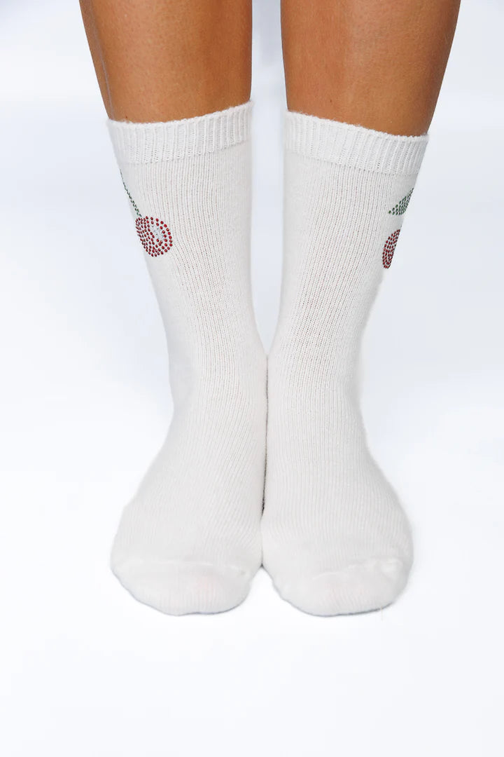 CHERRY CRYSTAL CASHMERE SOCKS (VARIOUS COLOURS)