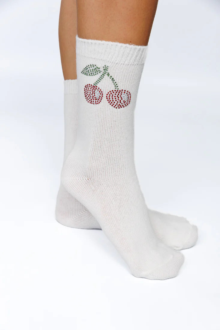 CHERRY CRYSTAL CASHMERE SOCKS (VARIOUS COLOURS)