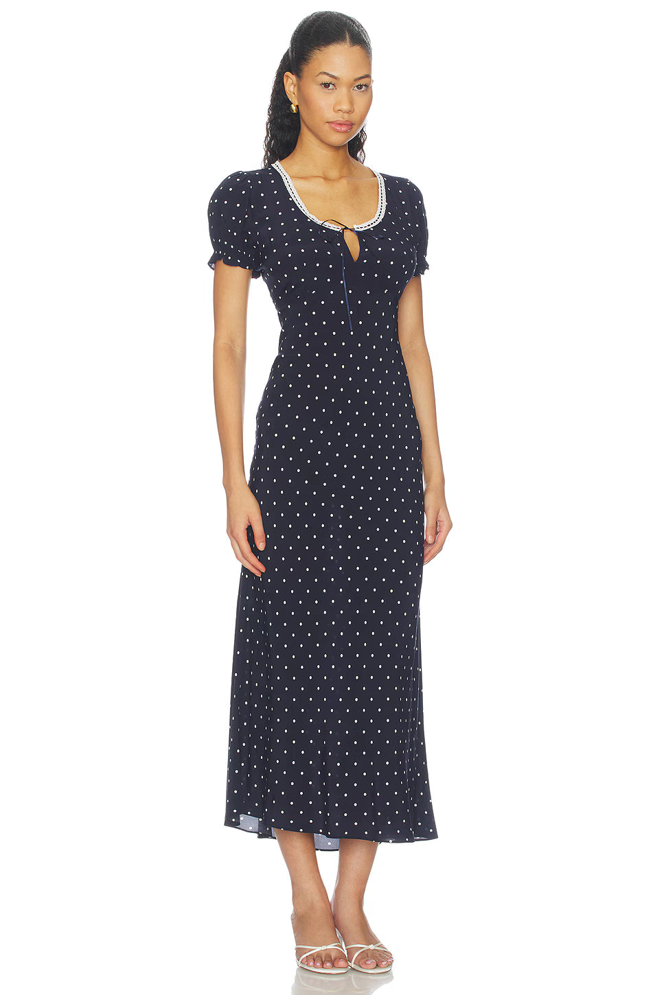 ALLISON DRESS - NAVY POLKA DOTS