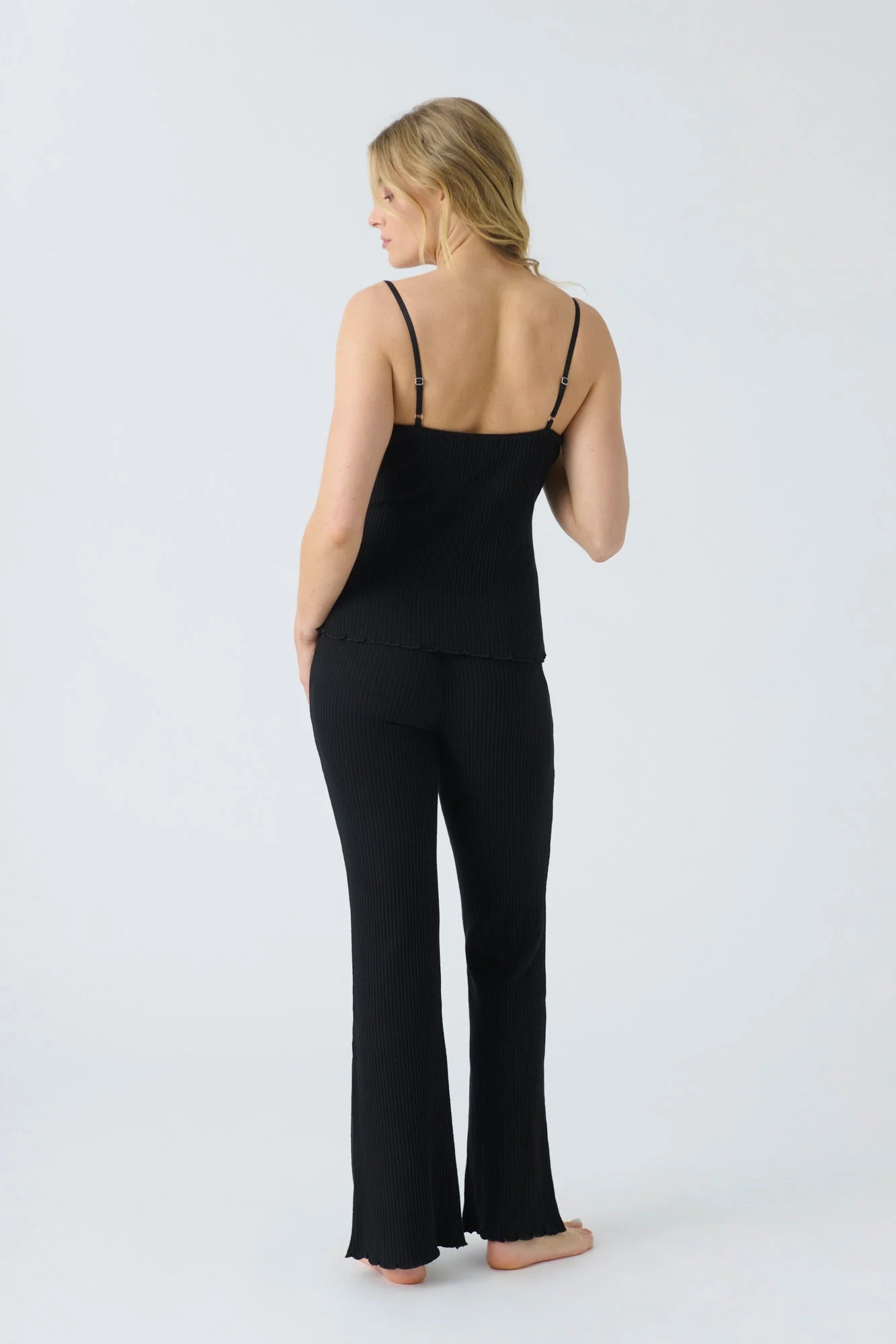 RELOVED RIB PANTS - BLACK