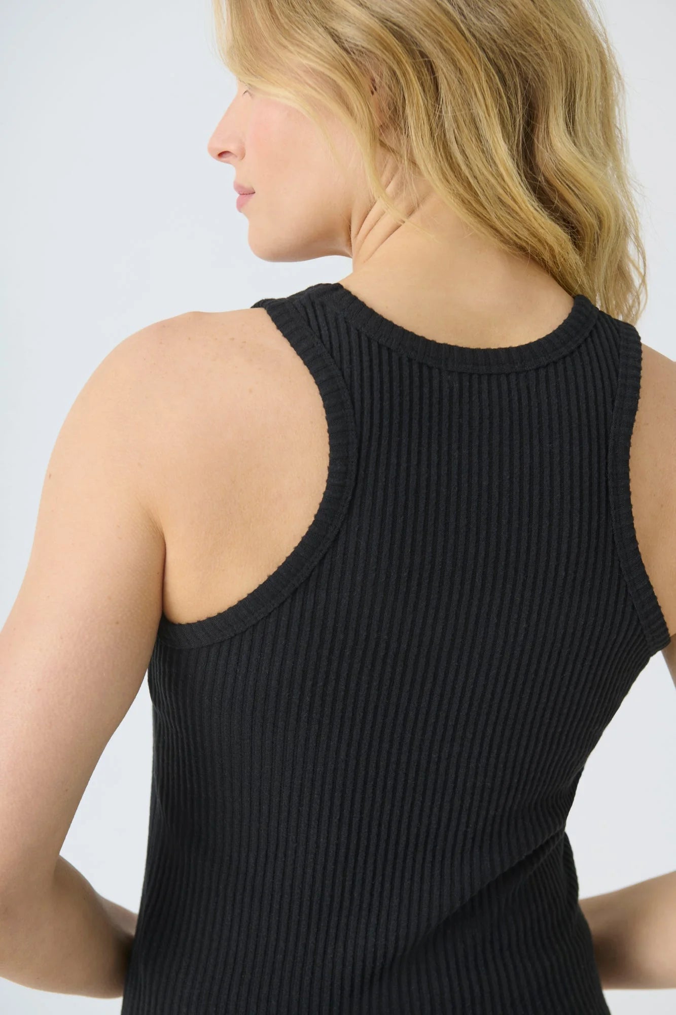 RELOVED RIB TANK TOP - BLACK