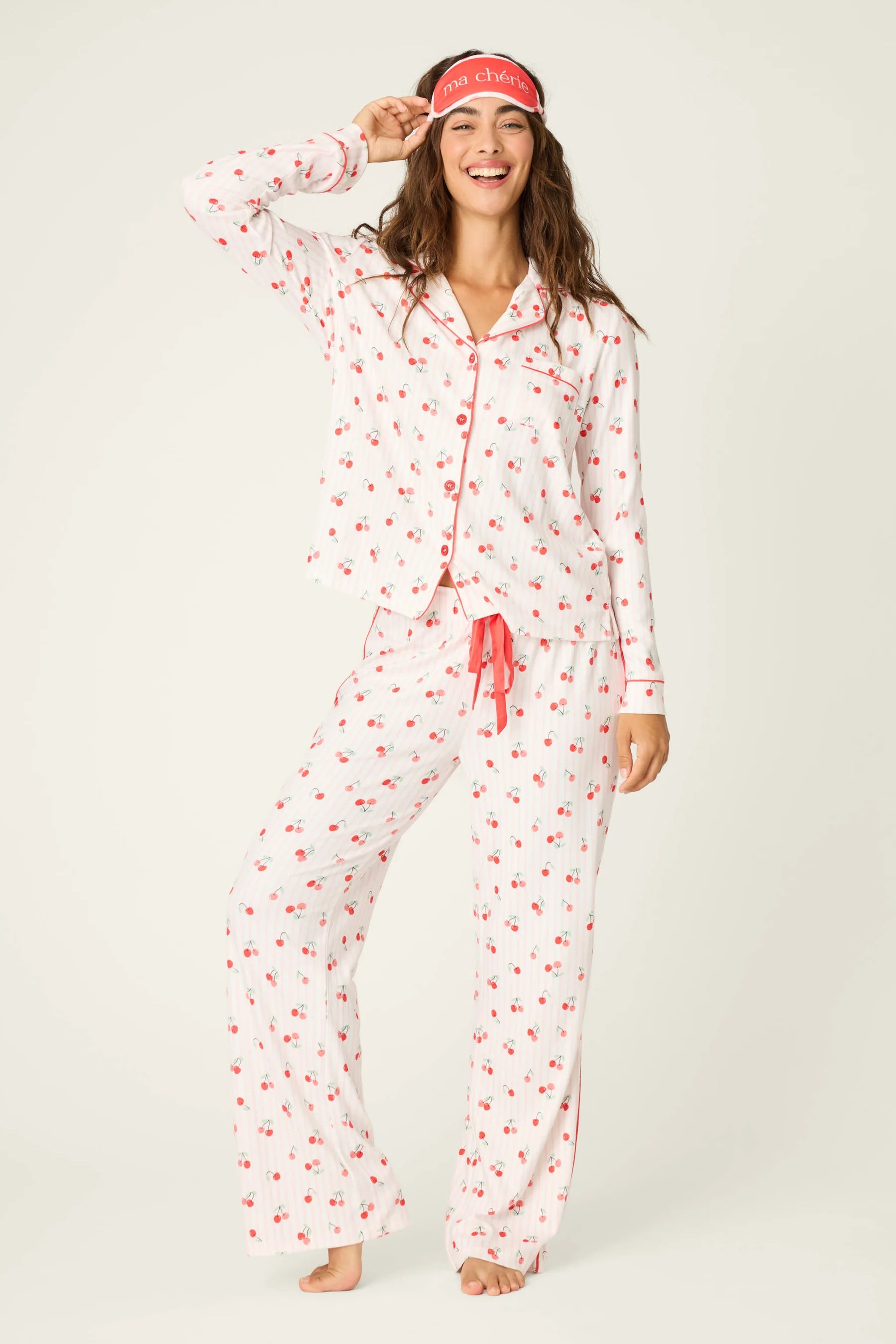 VALENTINE'S DAY CHERRY PRINT PJ SET