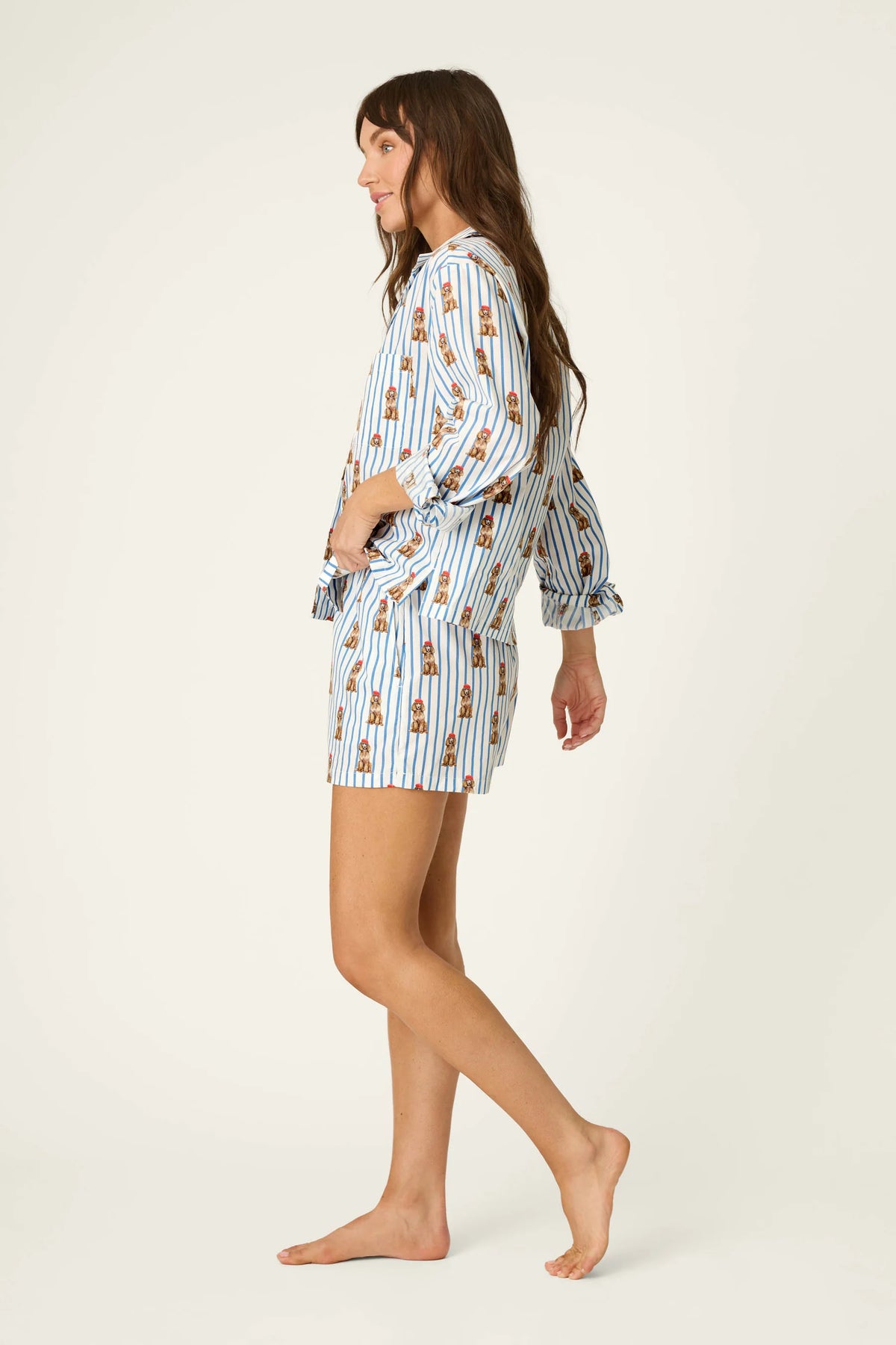 AFTERPARTY STRIPE & POODLE PJ SET