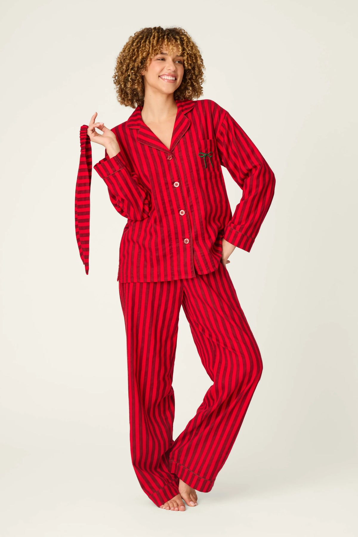HOLIDAY BOW STRIPED PJ SET