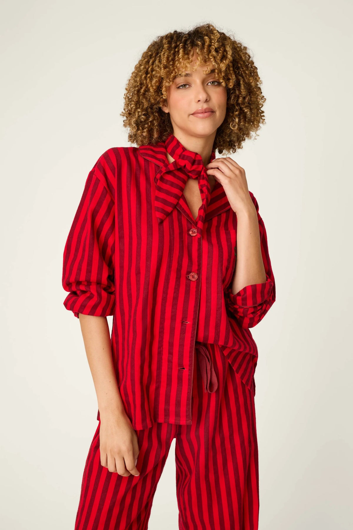 HOLIDAY BOW STRIPED PJ SET