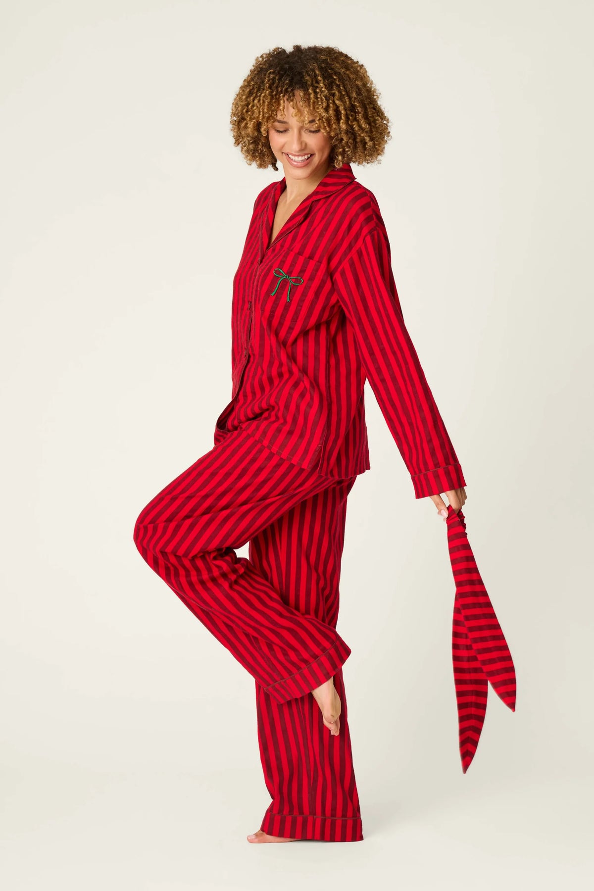 HOLIDAY BOW STRIPED PJ SET