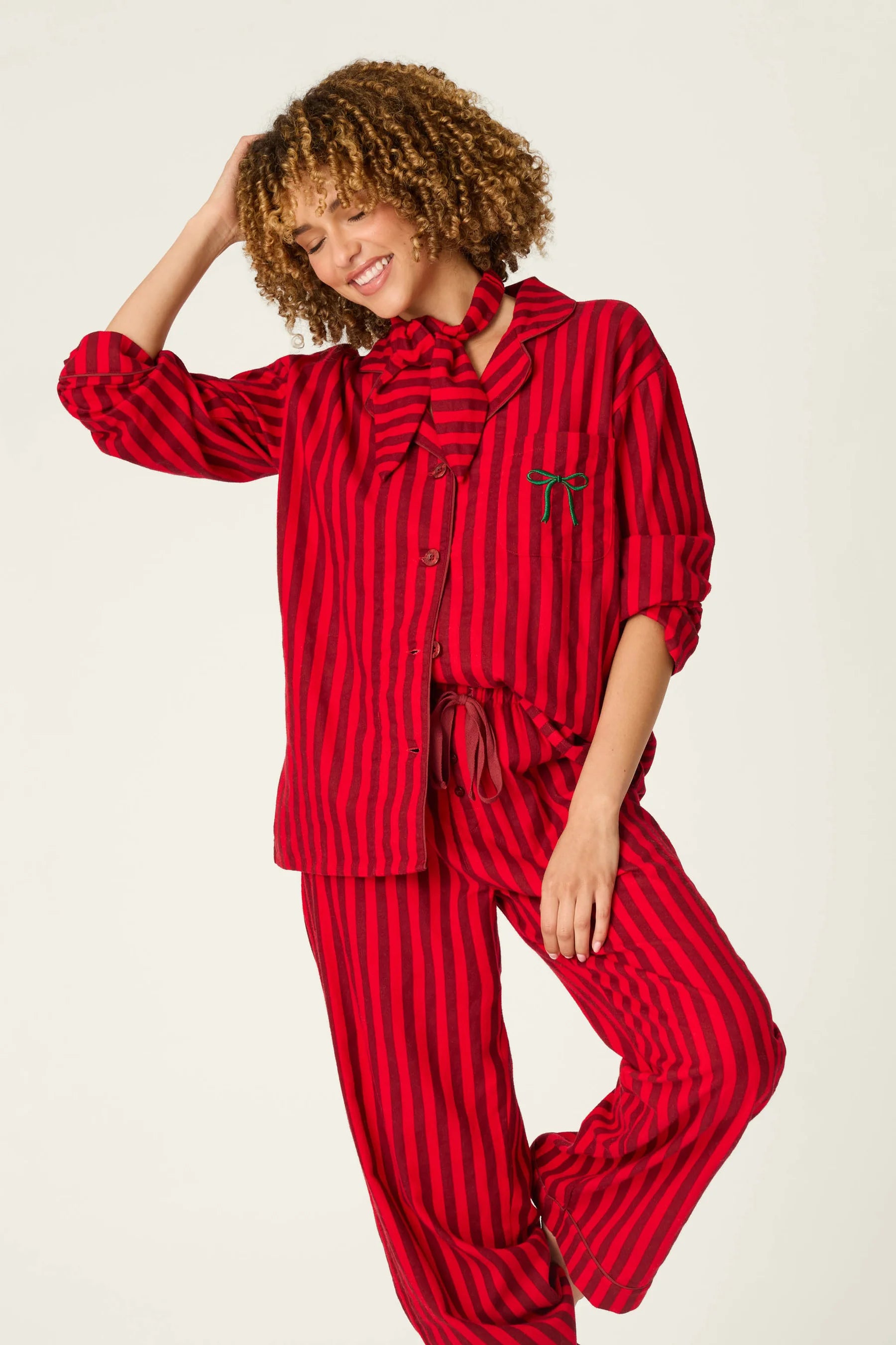 HOLIDAY BOW STRIPED PJ SET