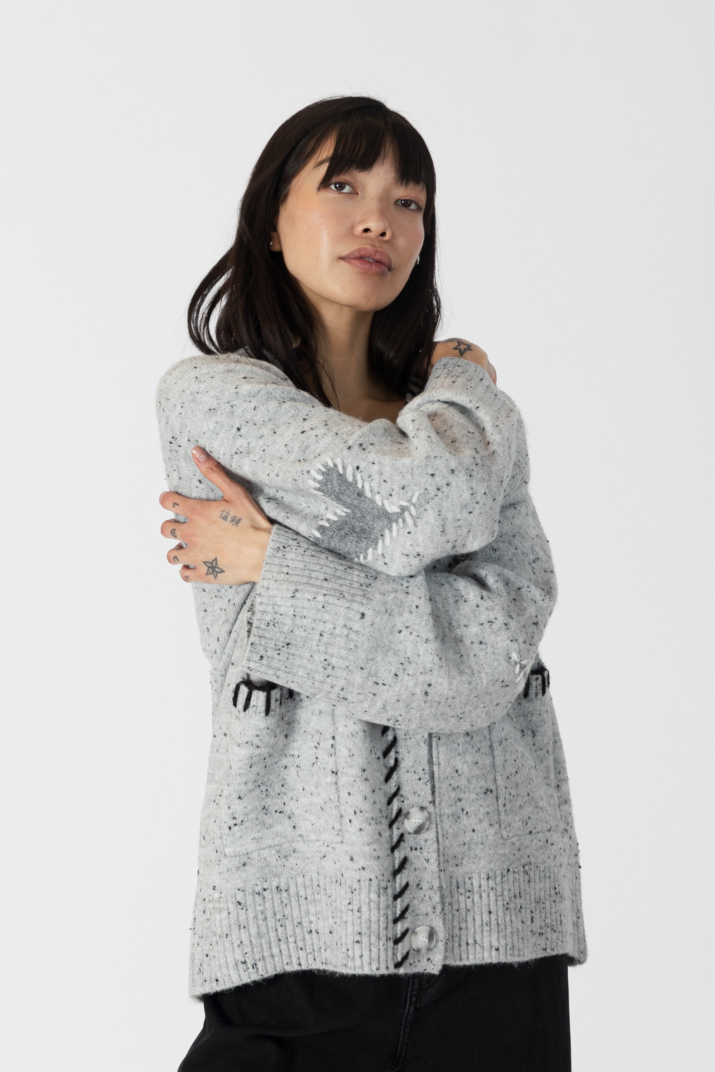 SHYLA CARDIGAN WITH HEART ELBOW PATCH