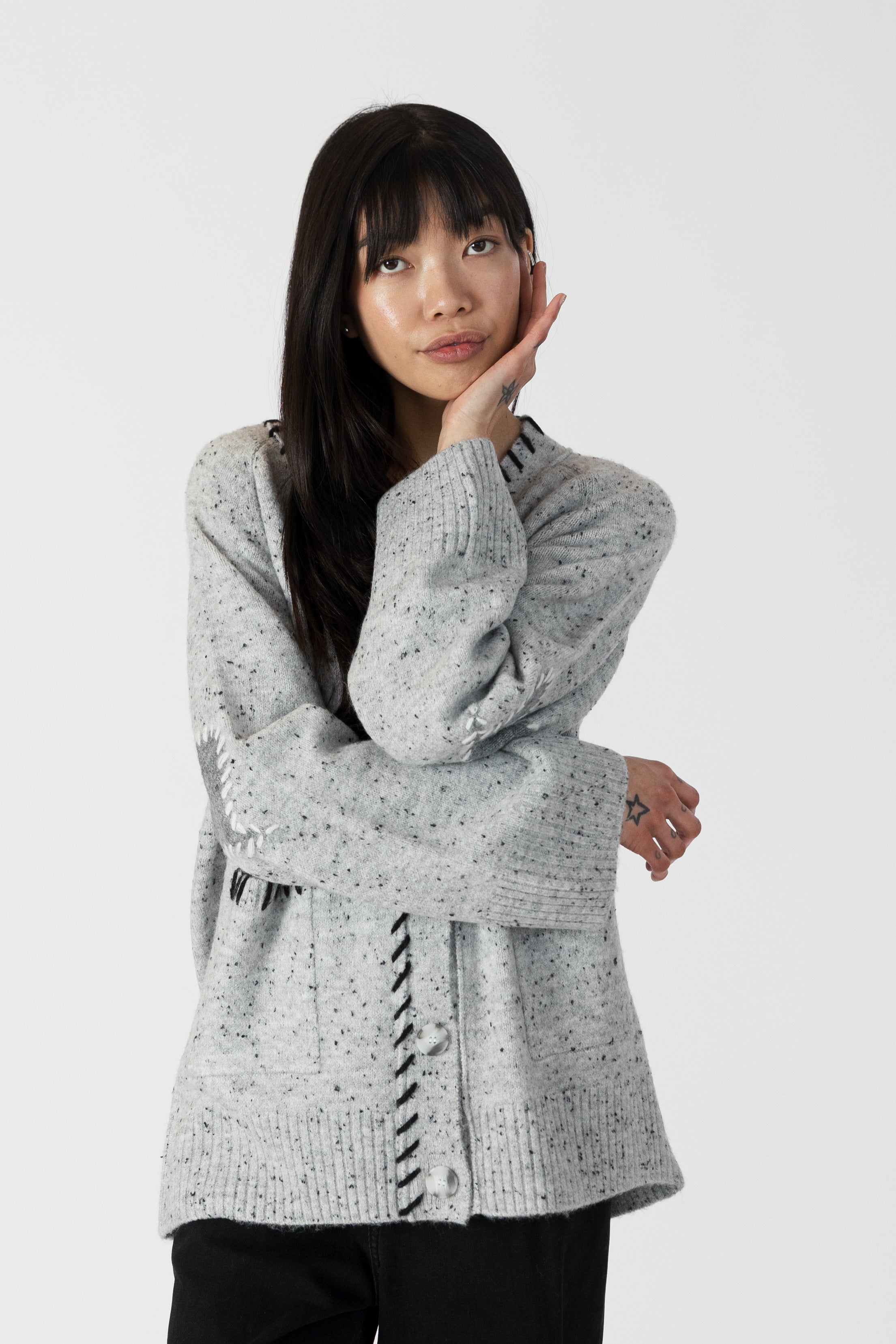 SHYLA CARDIGAN WITH HEART ELBOW PATCH