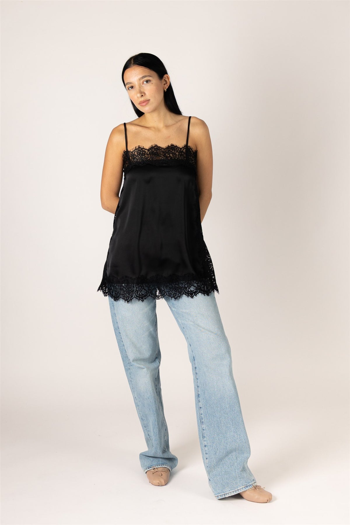 LACE CAMI TOP - BLACK