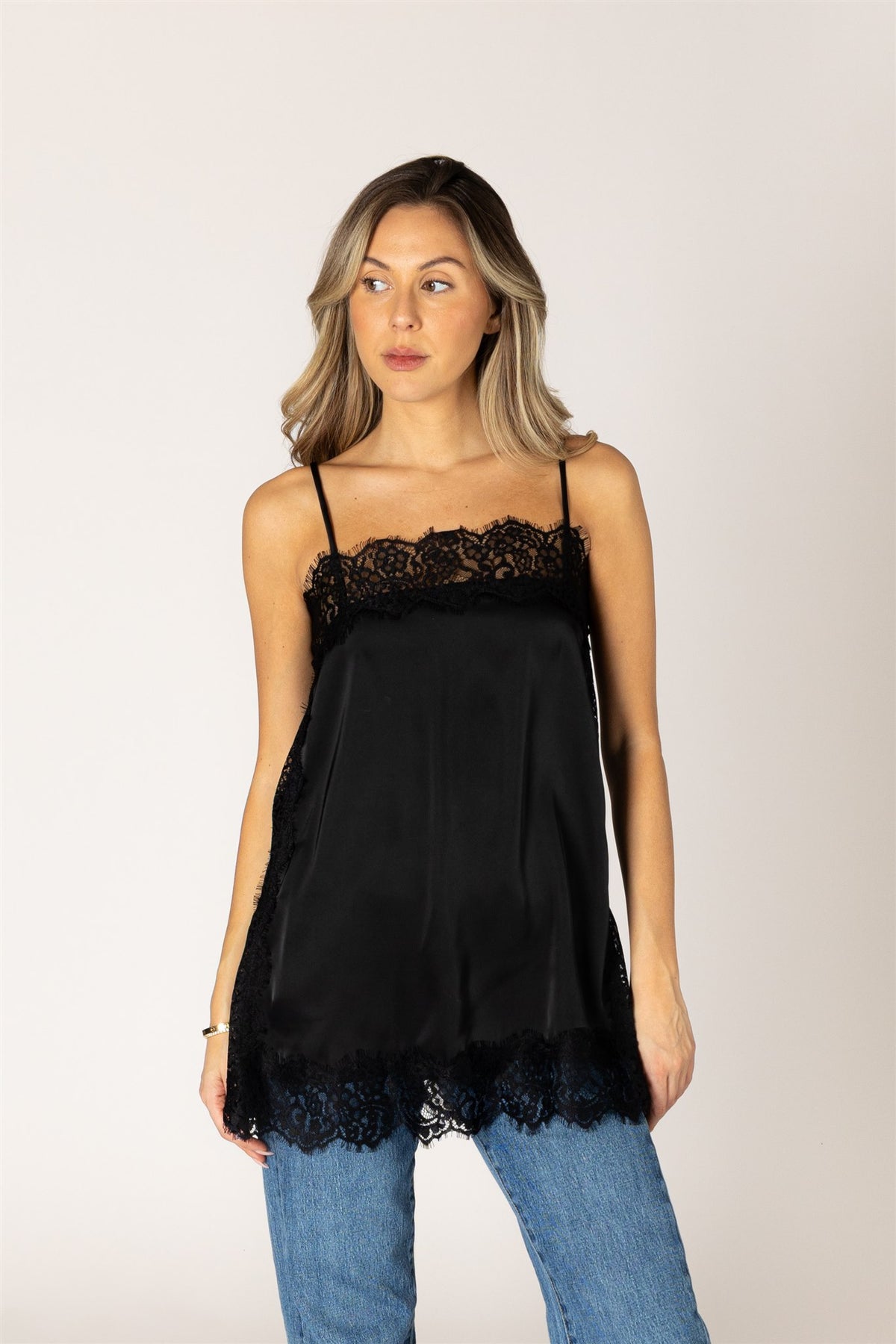 LACE CAMI TOP - BLACK