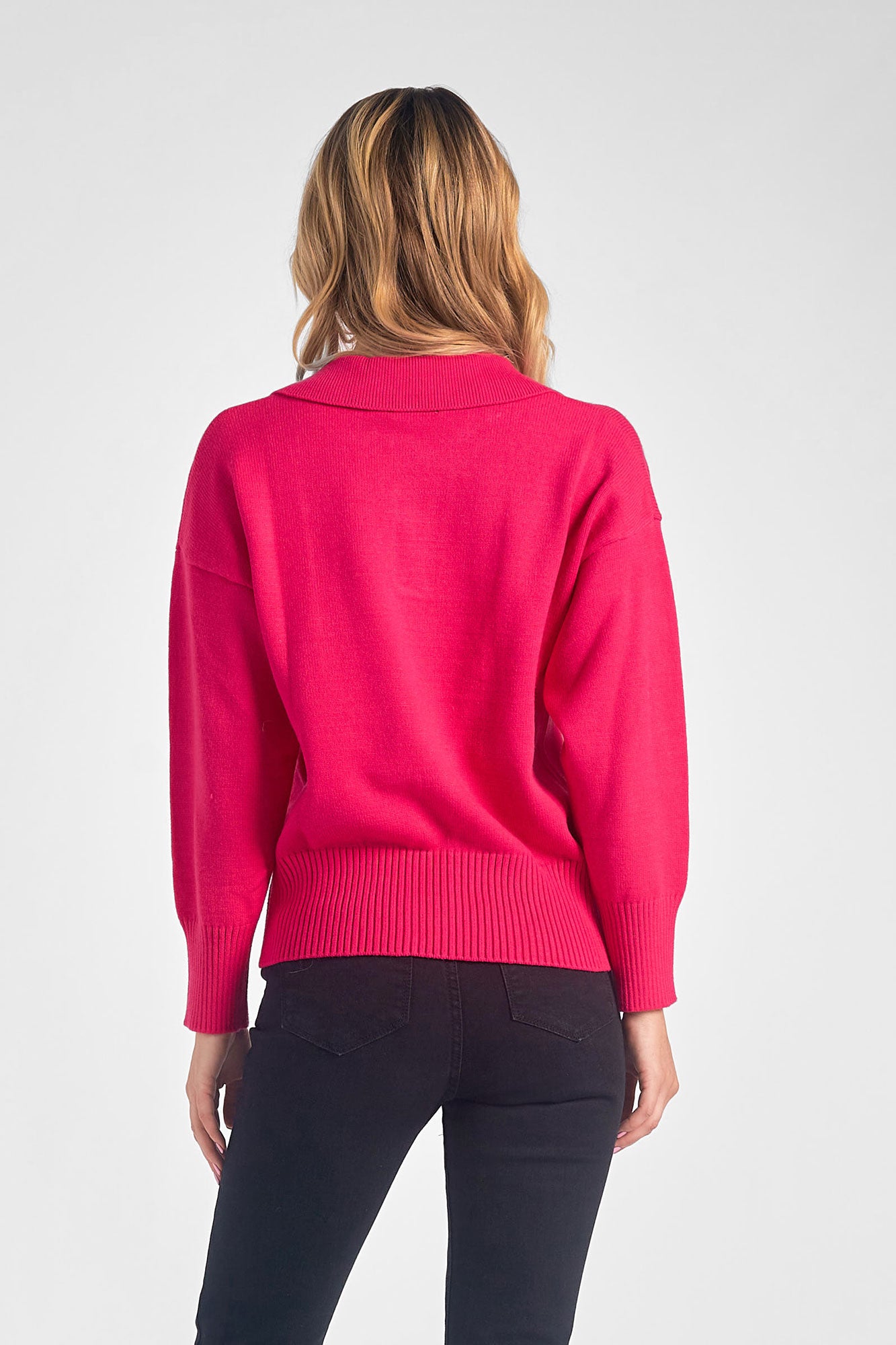 ADELE V-NECK SWEATER - FUCHSIA