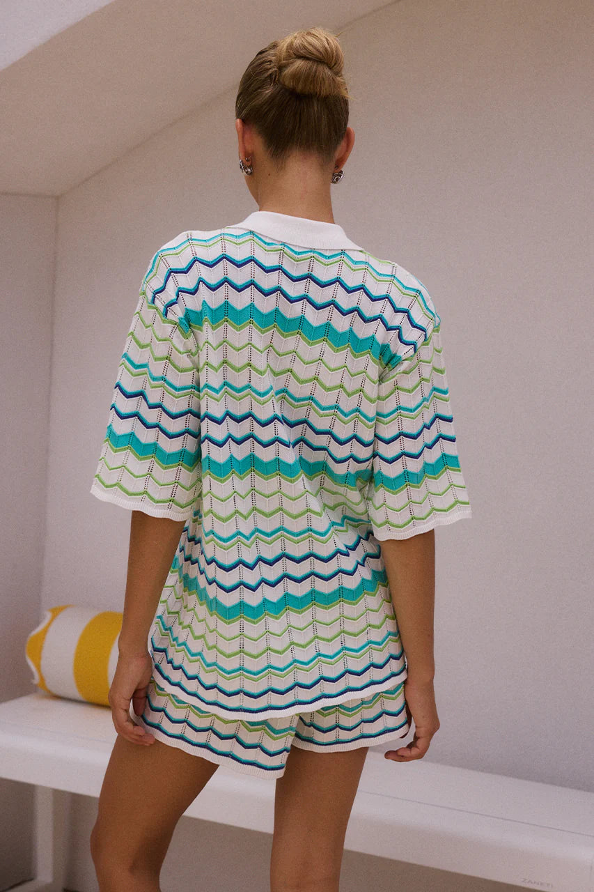 ANDREA KNIT SHORT - GREEN MULTI