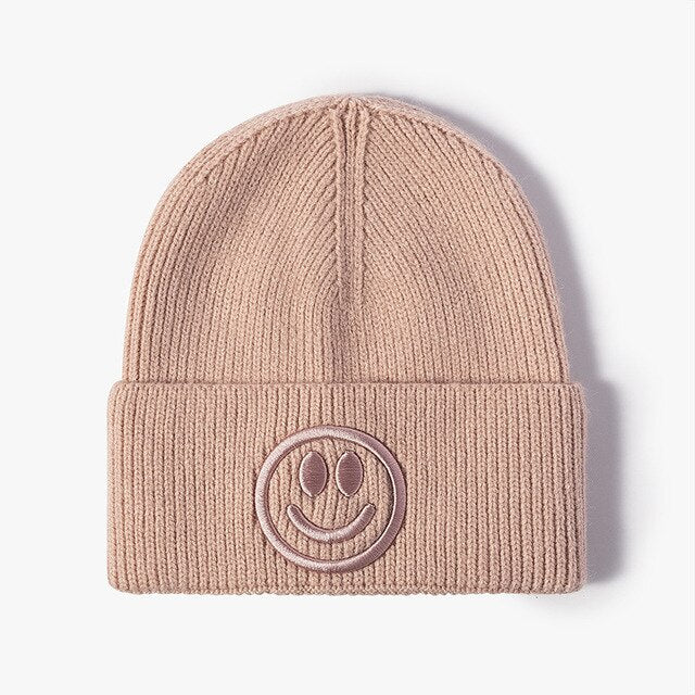 SMILEY EMBROIDERED BEANIE (VARIOUS COLOURS)