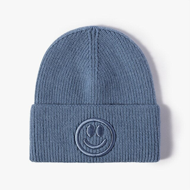 SMILEY EMBROIDERED BEANIE (VARIOUS COLOURS)