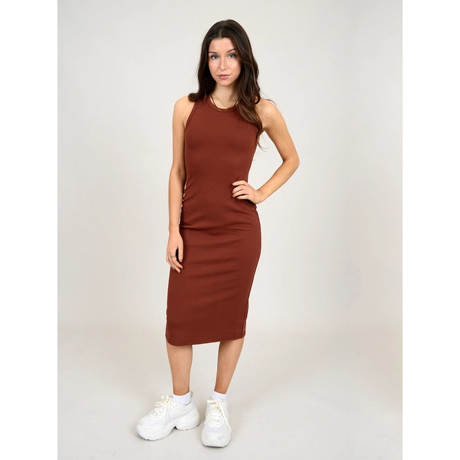 ADINA RACER TANK DRESS - DARK BROWN