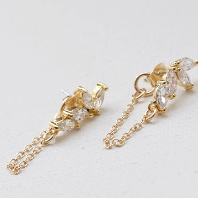 MARQUISE & CHAIN EARRING