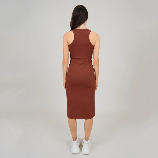 ADINA RACER TANK DRESS - DARK BROWN