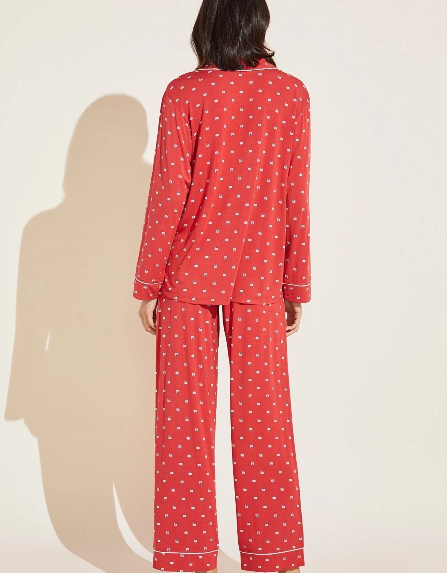 GISELE PRINTED MODAL LONG PJ SET - PRESENTS HAUTE RED/BONE