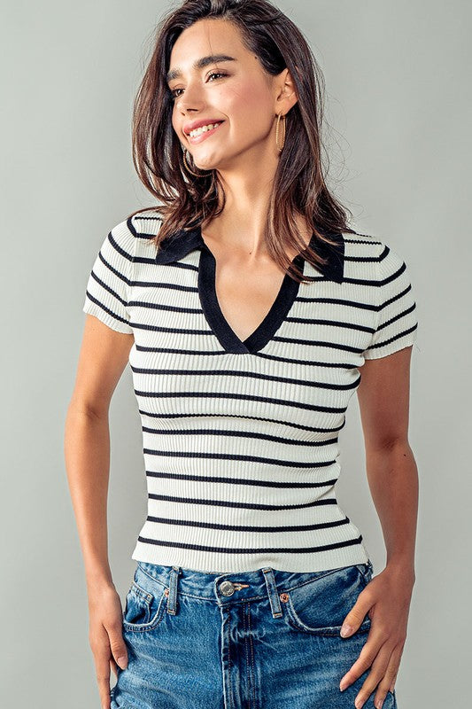 LEA STRIPED POLO