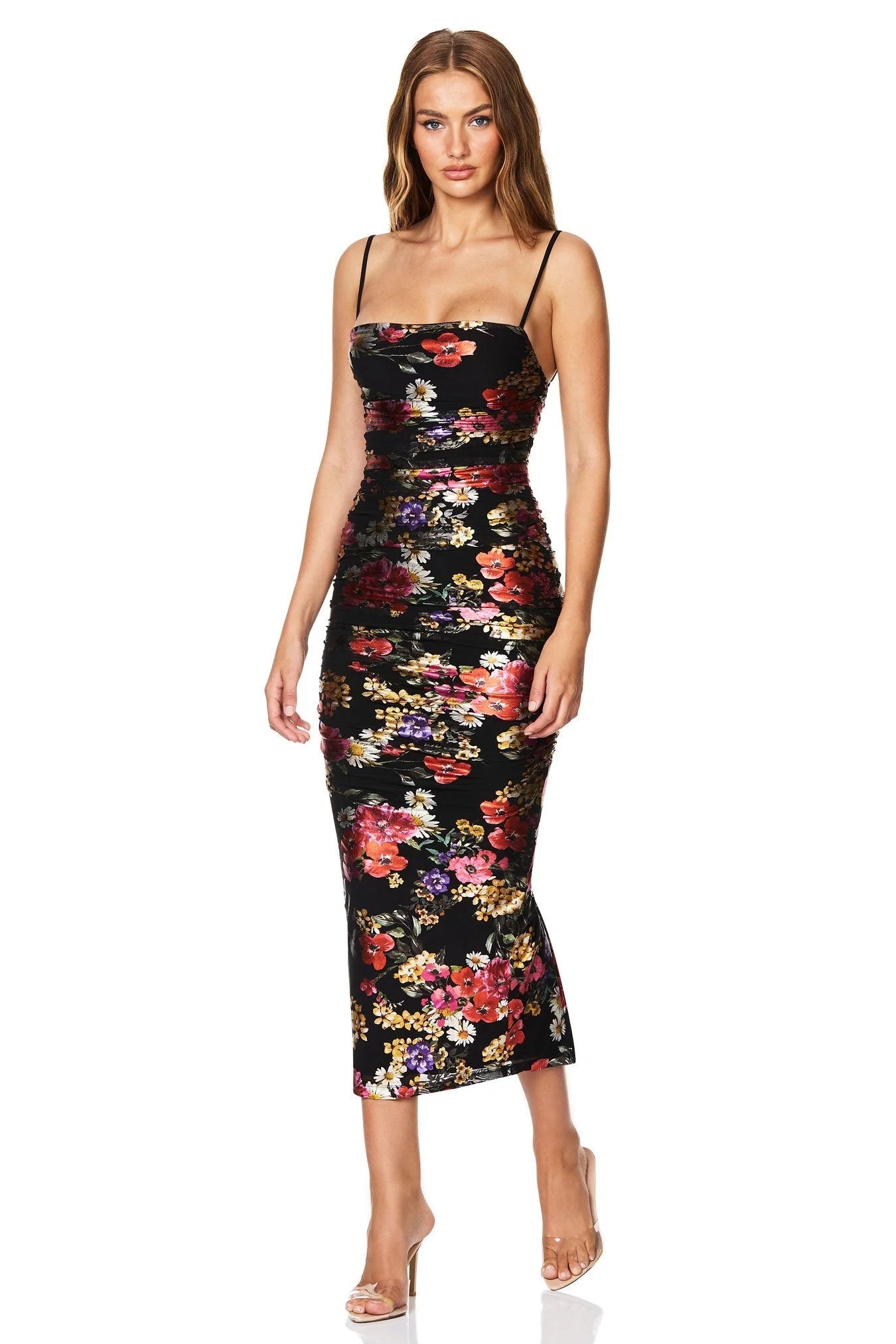 ELECTRIC FLORAL MIDI DRESS