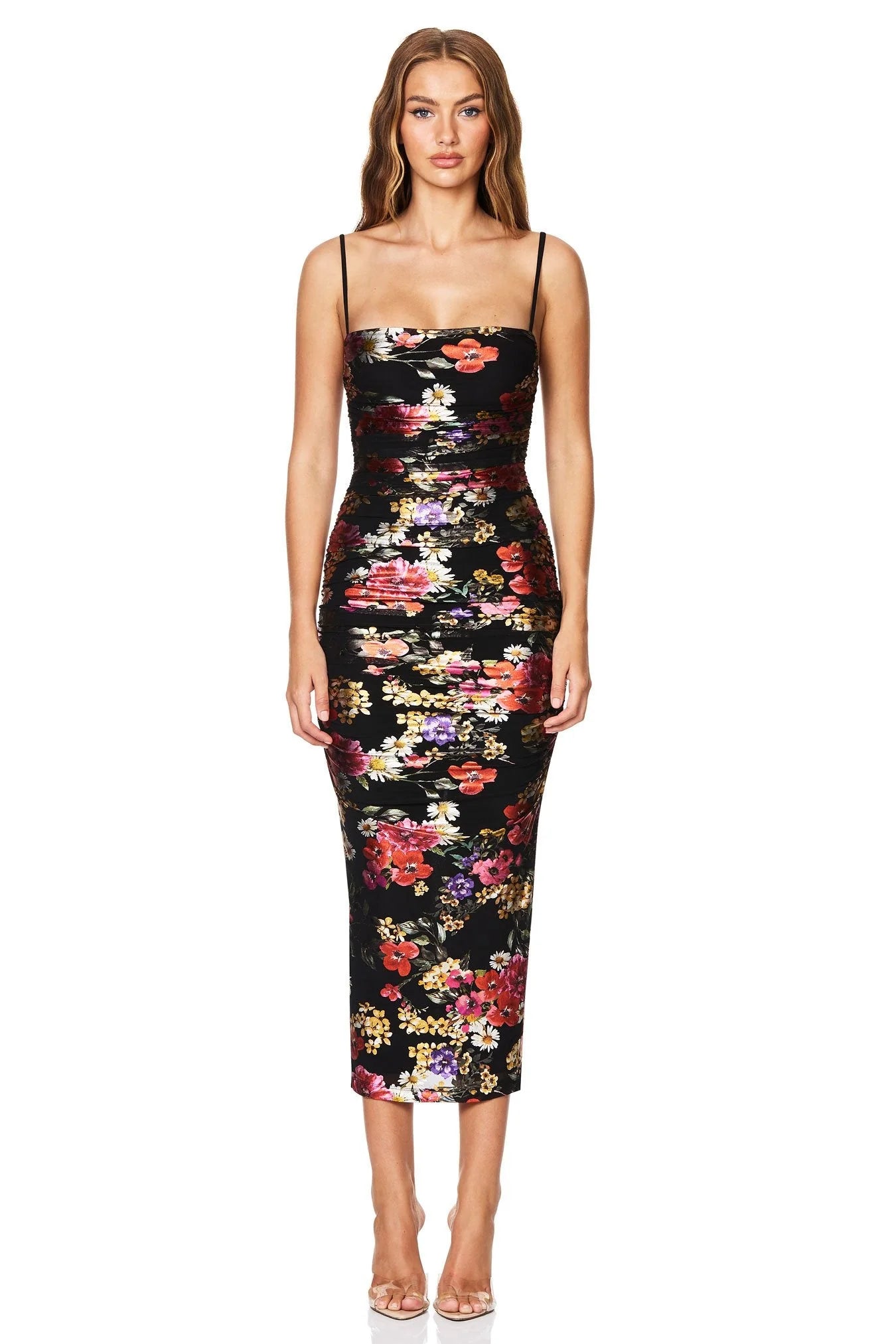 ELECTRIC FLORAL MIDI DRESS