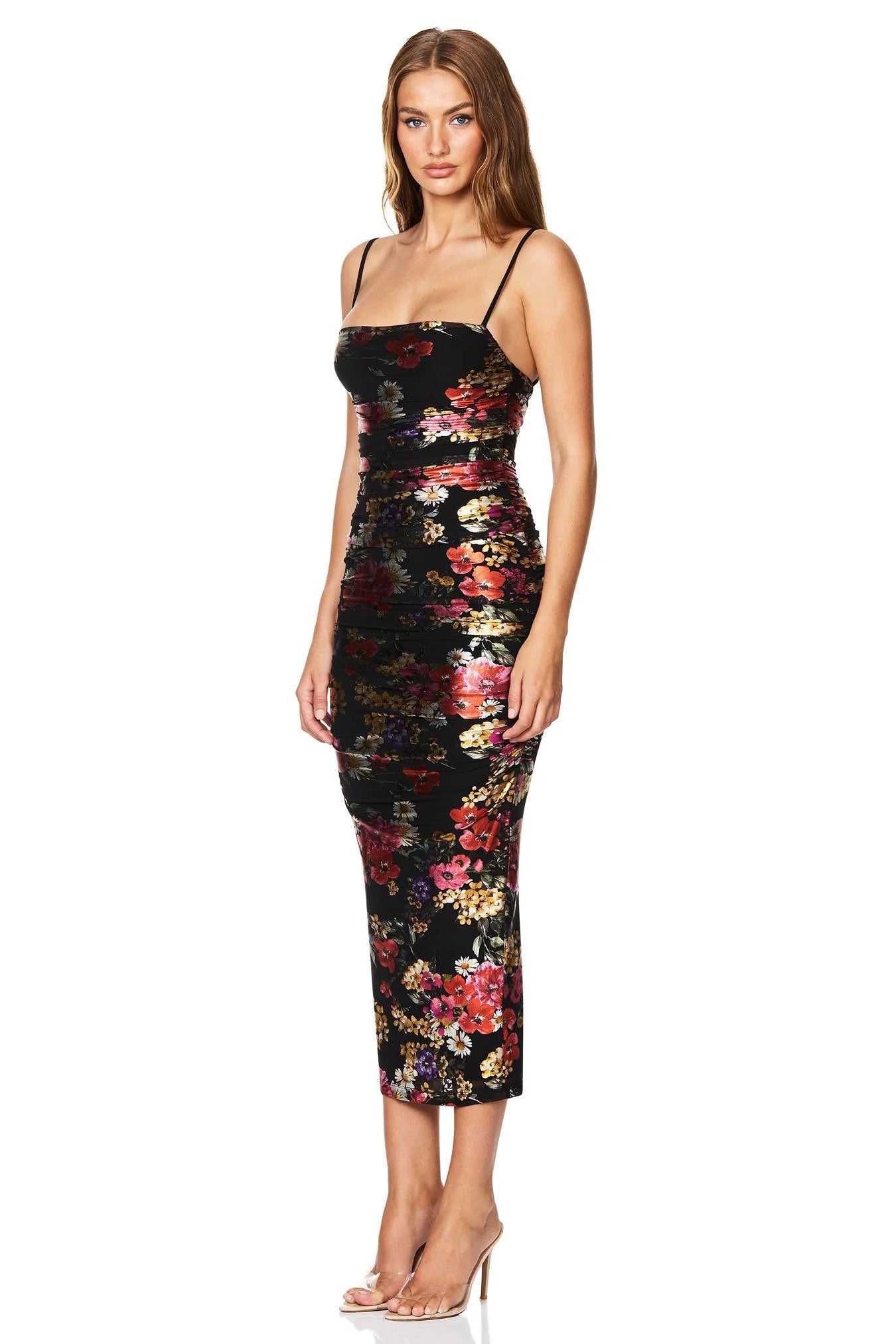 ELECTRIC FLORAL MIDI DRESS