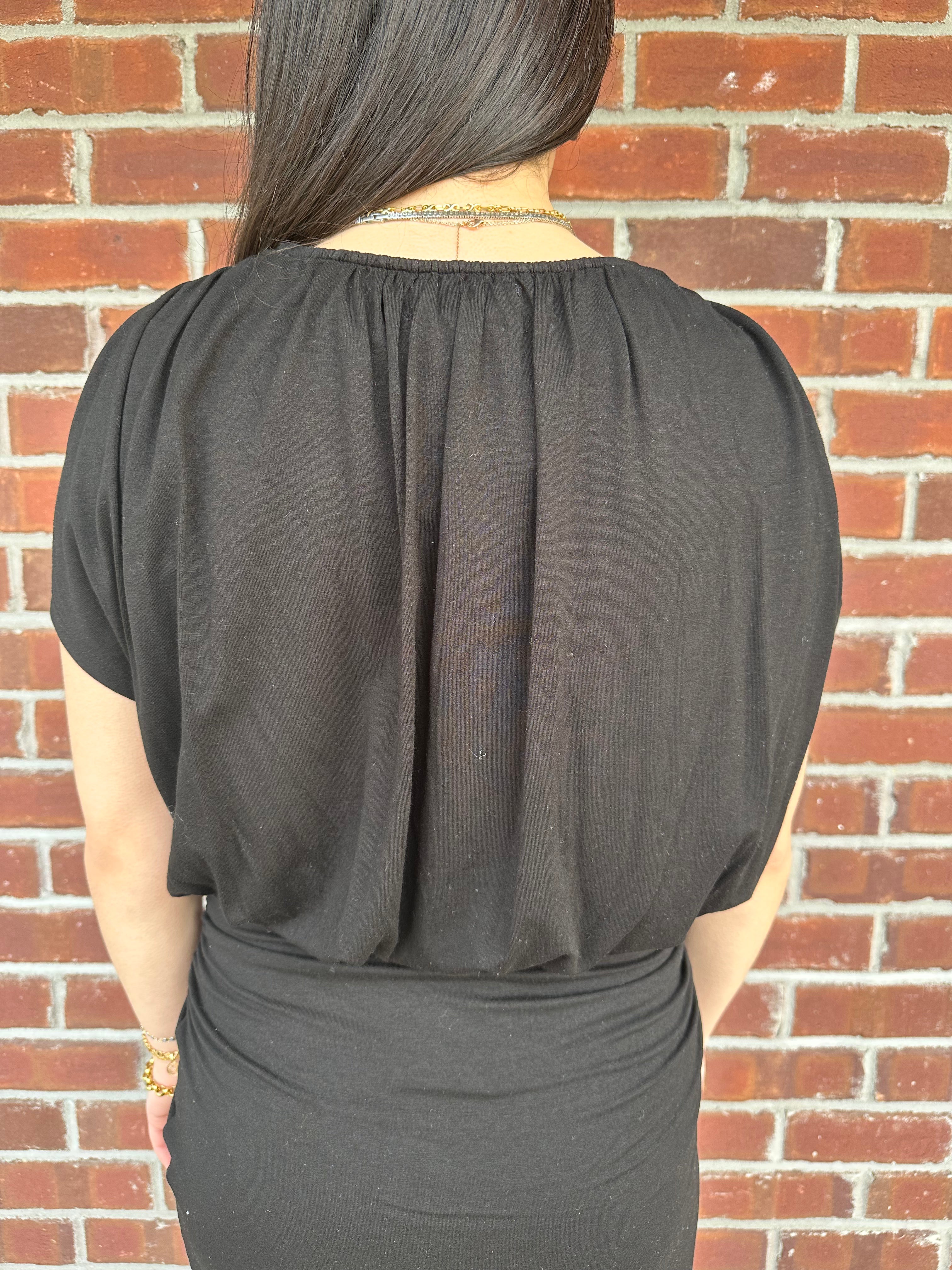 MIRANDA WRAP TOP  - BLACK (ONLINE ONLY)