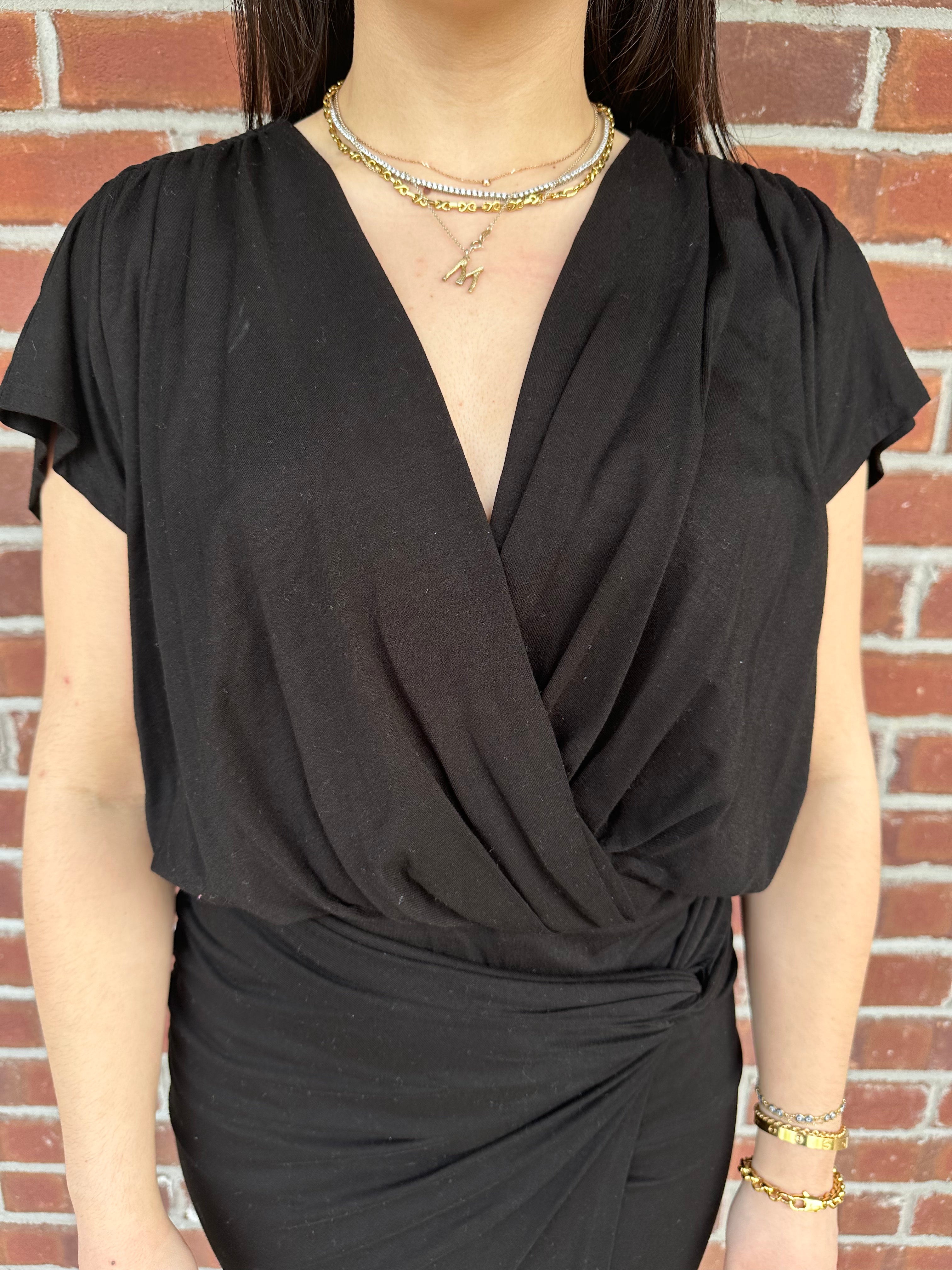 MIRANDA WRAP TOP  - BLACK (ONLINE ONLY)