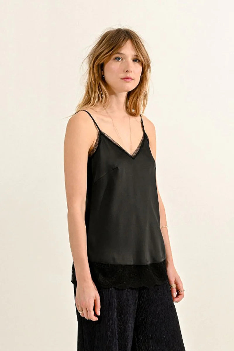 SATIN CAMISOLE - BLACK