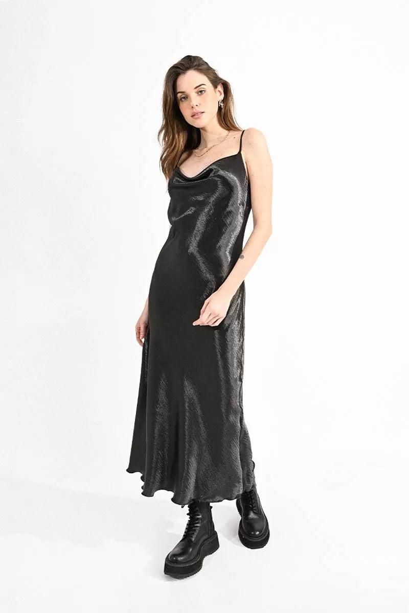Cowl velvet slip clearance dress