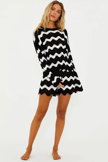 BALBOA BEACH COVER UP SET - BLACK & WHITE TIDES