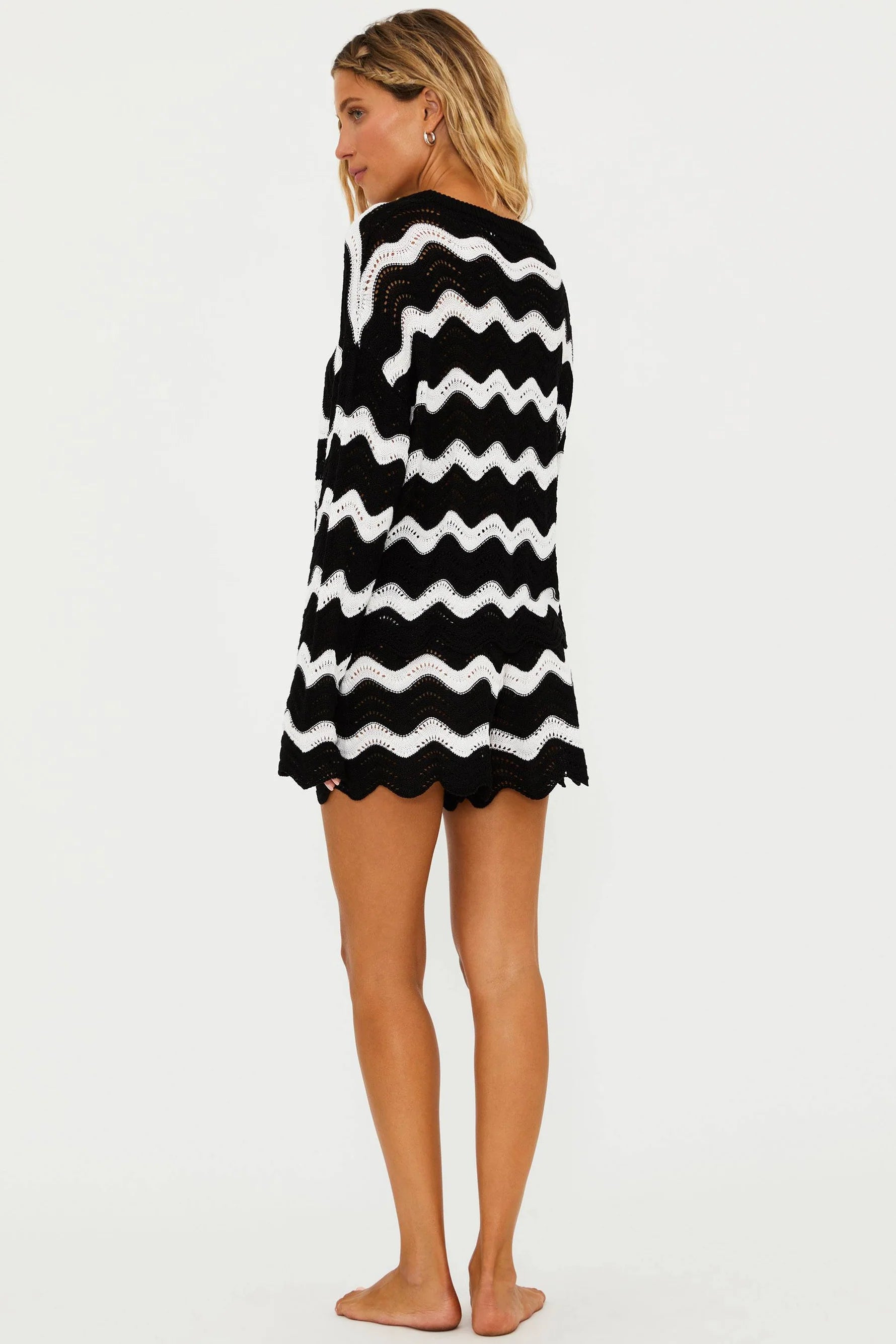 BALBOA BEACH COVER UP SET - BLACK & WHITE TIDES