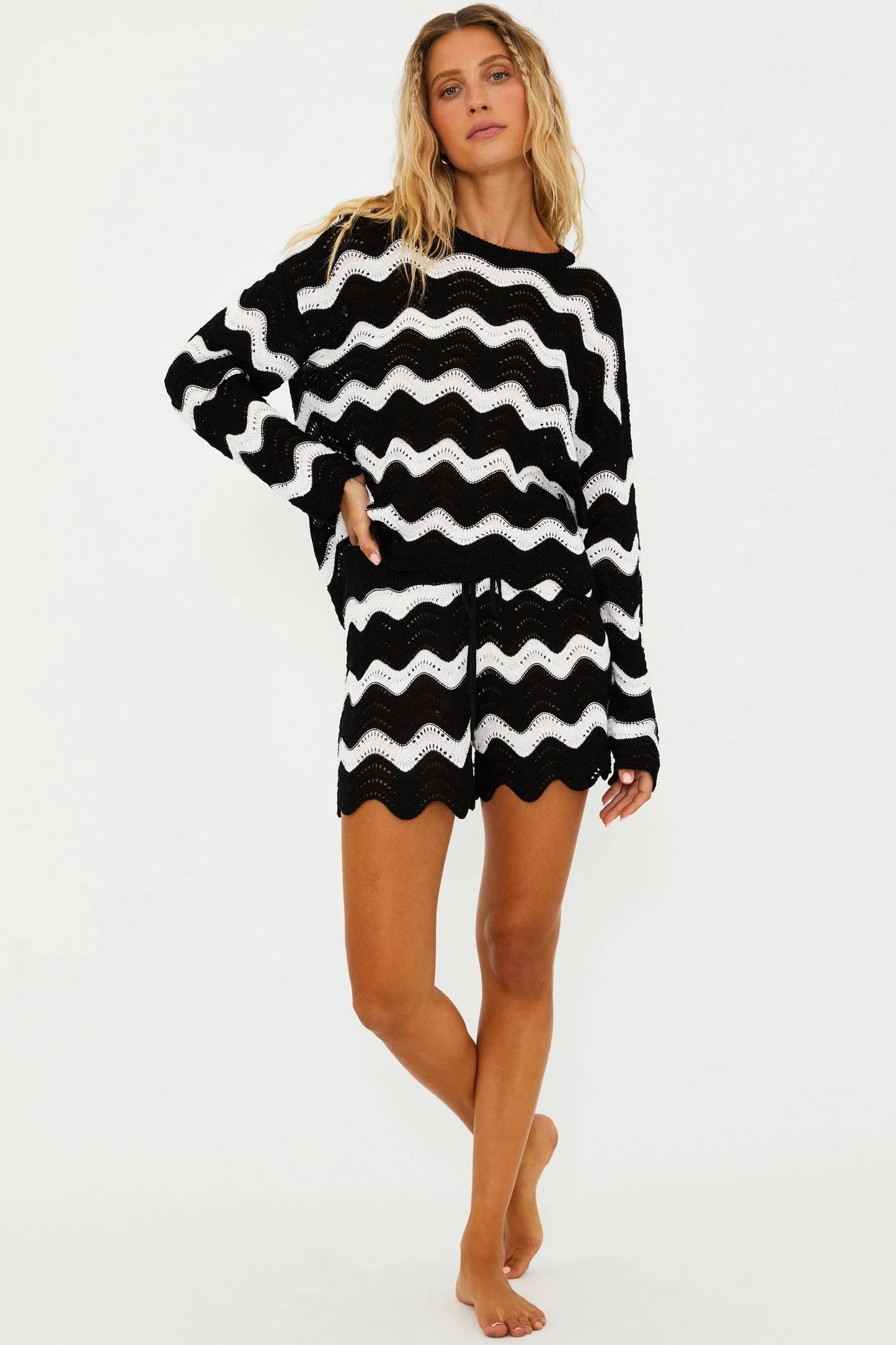 BALBOA BEACH COVER UP SET - BLACK & WHITE TIDES