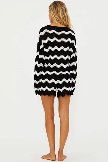 BALBOA BEACH COVER UP SET - BLACK & WHITE TIDES